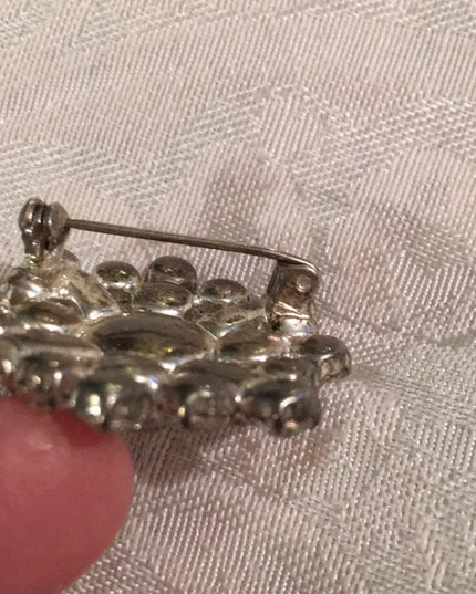 Vintage Crystal brooch clear 1960s
