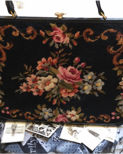 XL RARE Petite point Vintage flower purse beauty