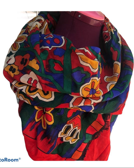 Mario Valentino Silk Scarf 50”x50” Wrap Colorful Italy