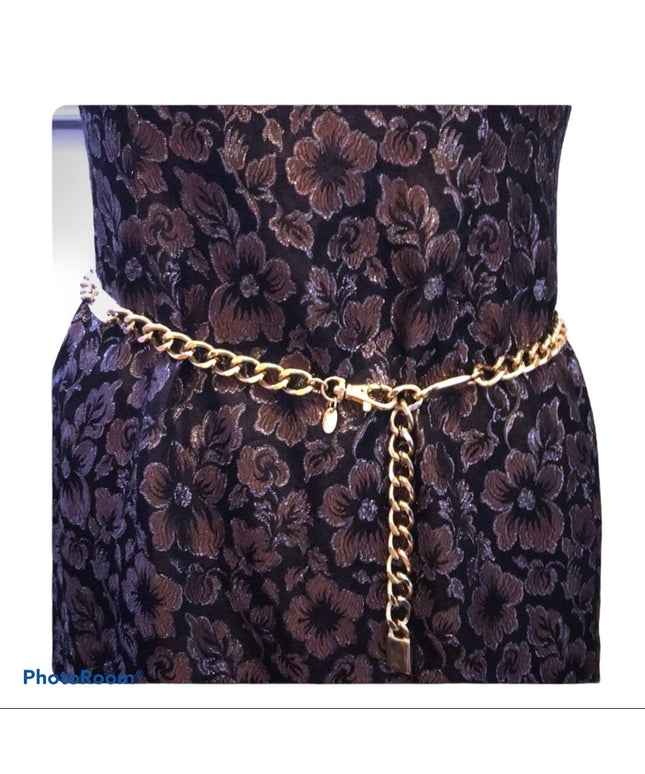 Vintage HEAVY gold metal chunky belt 100cm