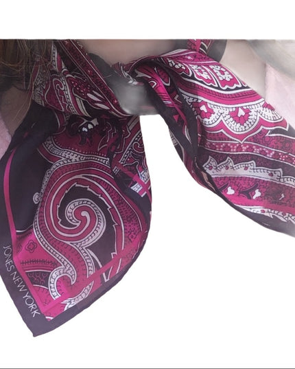 Jones New York Pink black paisely scarf silk