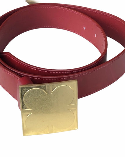 Vintage Liz Claiborne red leather belt brass