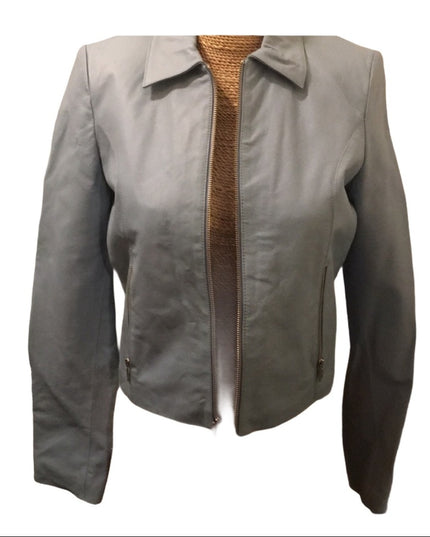 Wilsons NWOT pastel sky Blue leather moto coat fall