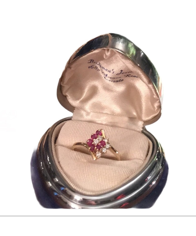14k Gold Ruby & Diamond cocktail ring