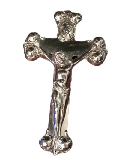 Vintage solid metal silver finish crucifix