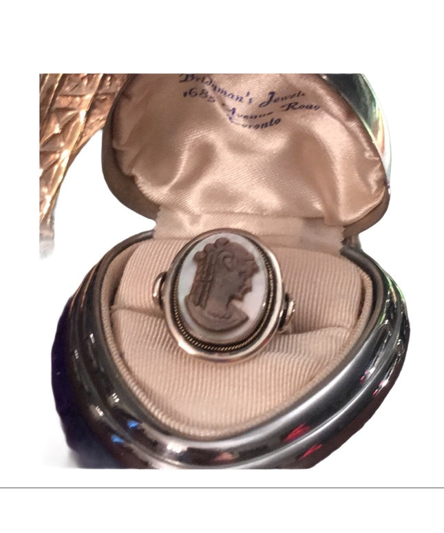 Antique Victorian carved MOP Sterling cameo ring Spectacular 925