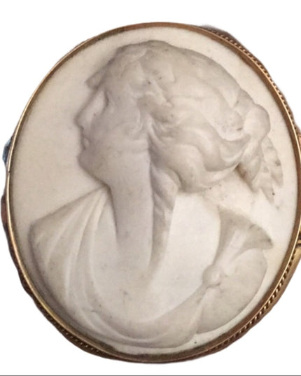 Antique Victorian Lava Cameo TLC Gold