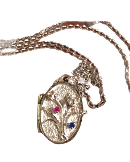 Vintage 1960s Sterling rhodium flower locket