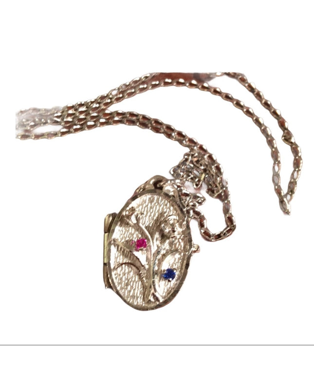 Vintage 1960s Sterling rhodium flower locket