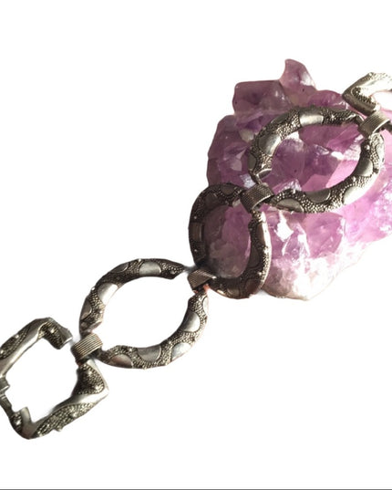 Vintage Silver tone chunky big link bracelet 1970s