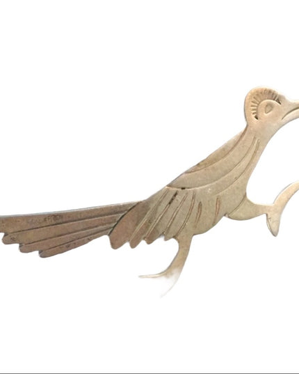 Vintage Sterling silver etched bird brooch
