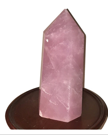Solid Rose Quarts tower Statue 9.5” tall 12” round