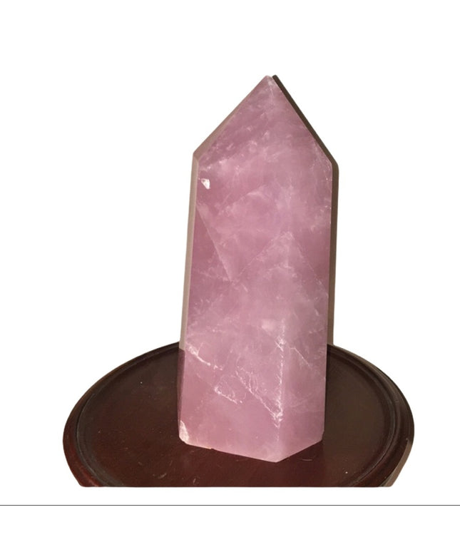 Solid Rose Quarts tower Statue 9.5” tall 12” round
