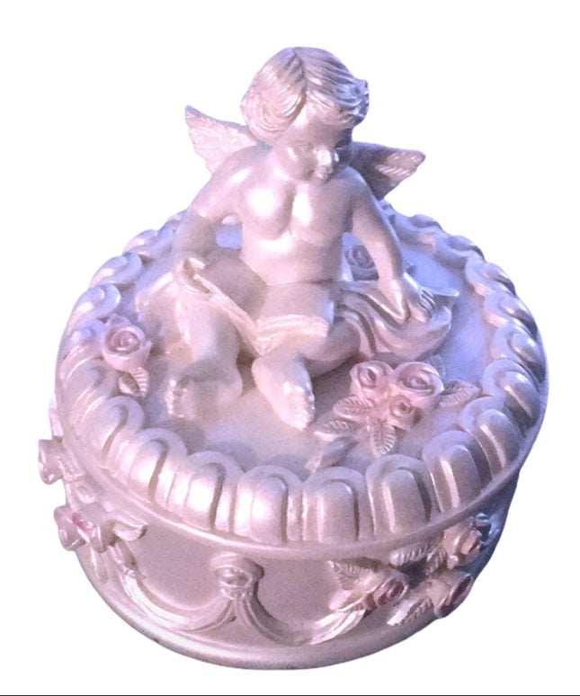 Vintage Angel round box jewelry gift