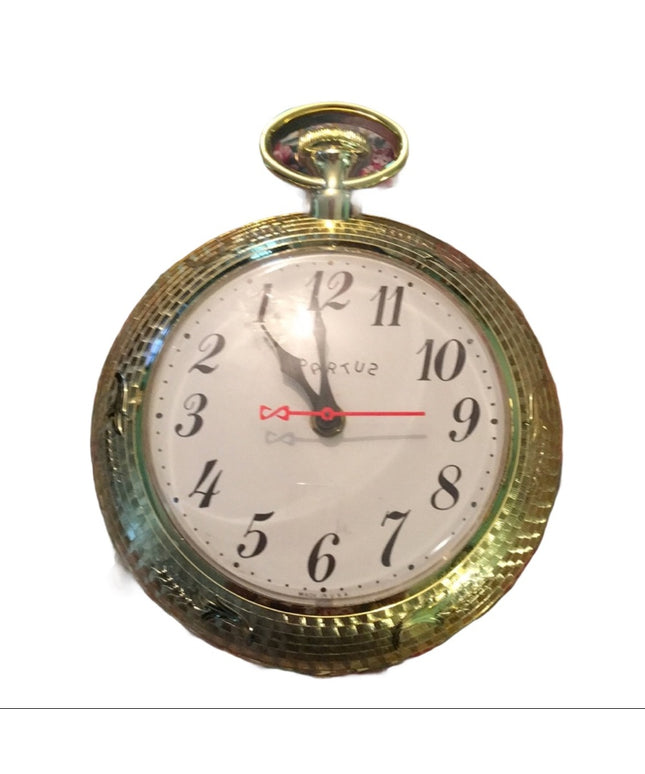 Vintage gold Spartus Bar clock reverse numbers