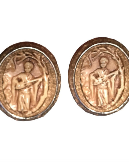 Vintage gold tone Japanese satar clip on earrings