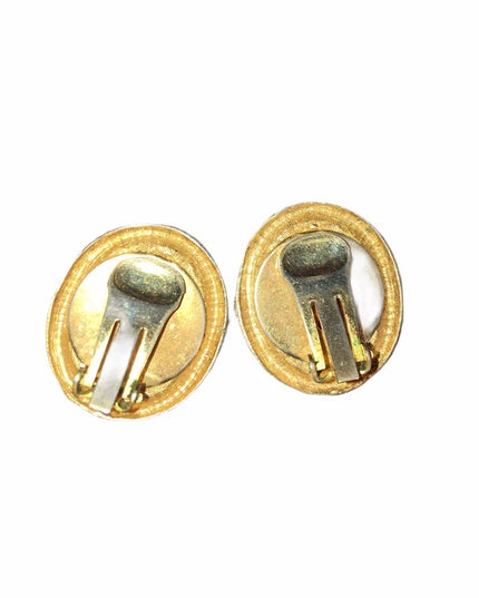 Vintage gold tone Japanese satar clip on earrings