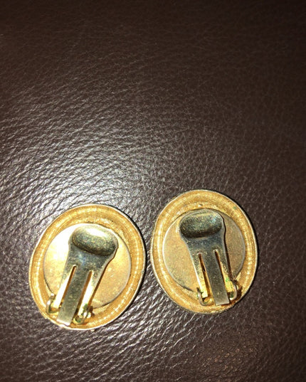 Vintage gold tone Japanese satar clip on earrings