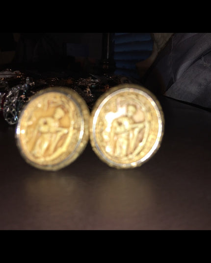 Vintage gold tone Japanese satar clip on earrings