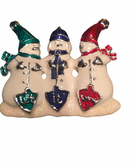 Snowman Let is snow brooch Christmas