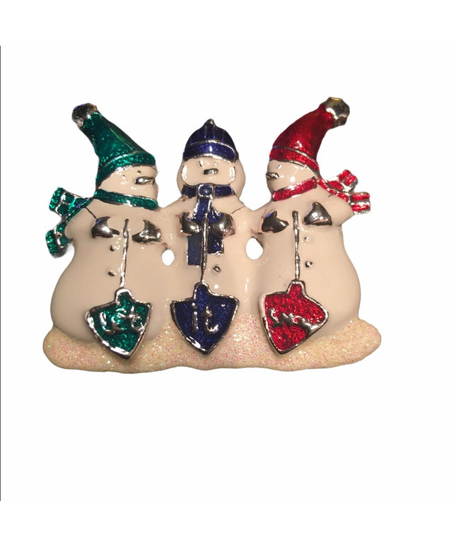 Snowman Let is snow brooch Christmas