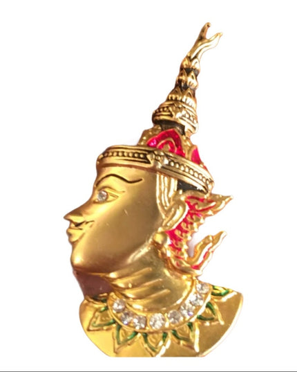 Vintage 1960s Siam Buddah gold enameled gold finish rhinestone brooch
