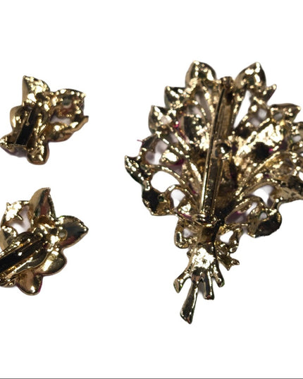 Vintage Flower brooch & Clip on earrings