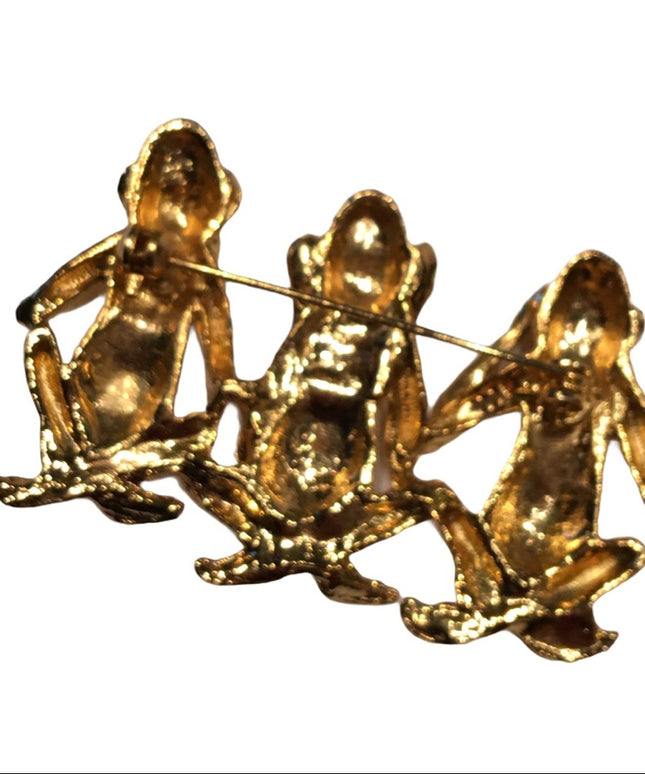 3 Monkeys gold brooch so cute