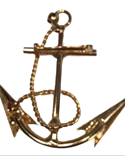 Large Anchor Nautical brooch pendant gold tone