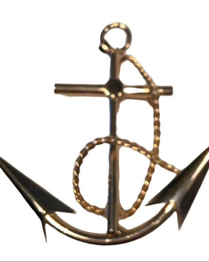 Large Anchor Nautical brooch pendant gold tone