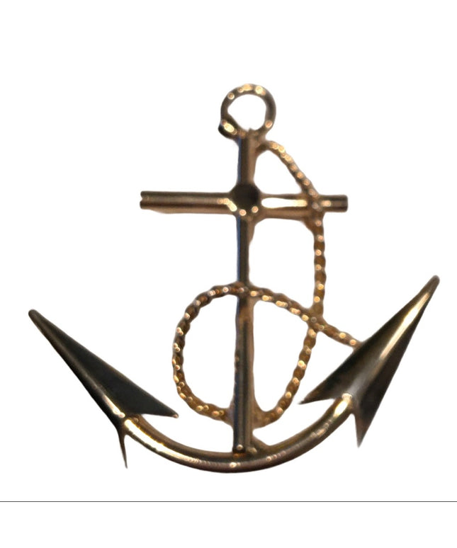 Large Anchor Nautical brooch pendant gold tone