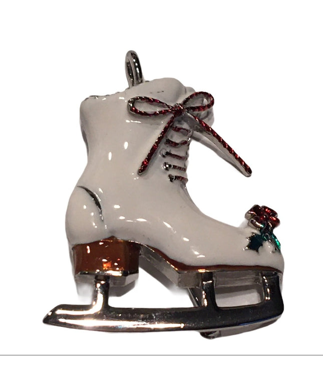 Enamel Ice skate brooch pendant christmas brooch