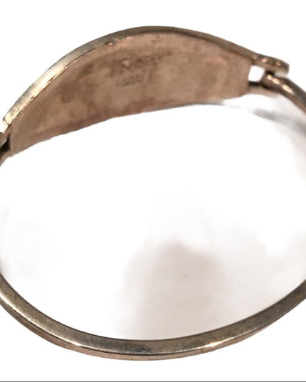 Vintage Alpaca Mexico MOP Bangle flower bracelet