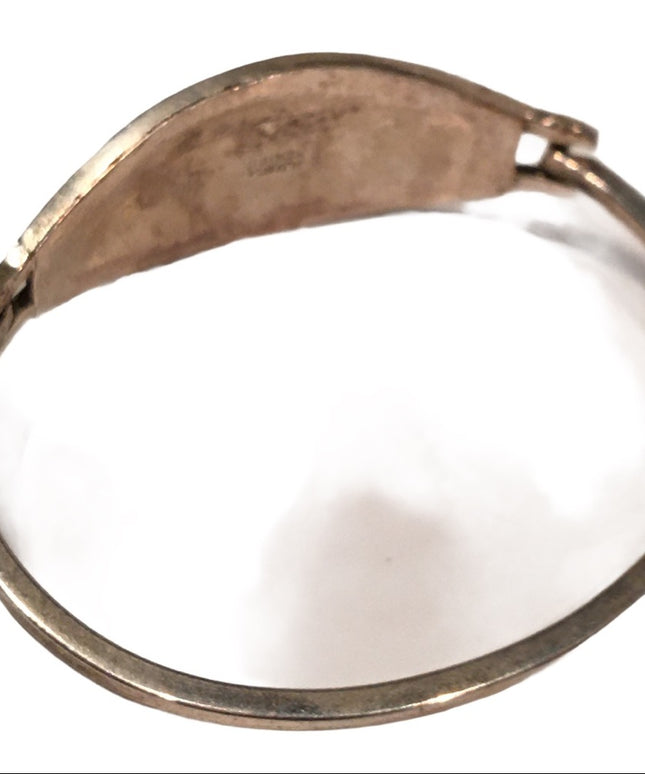Vintage Alpaca Mexico MOP Bangle flower bracelet