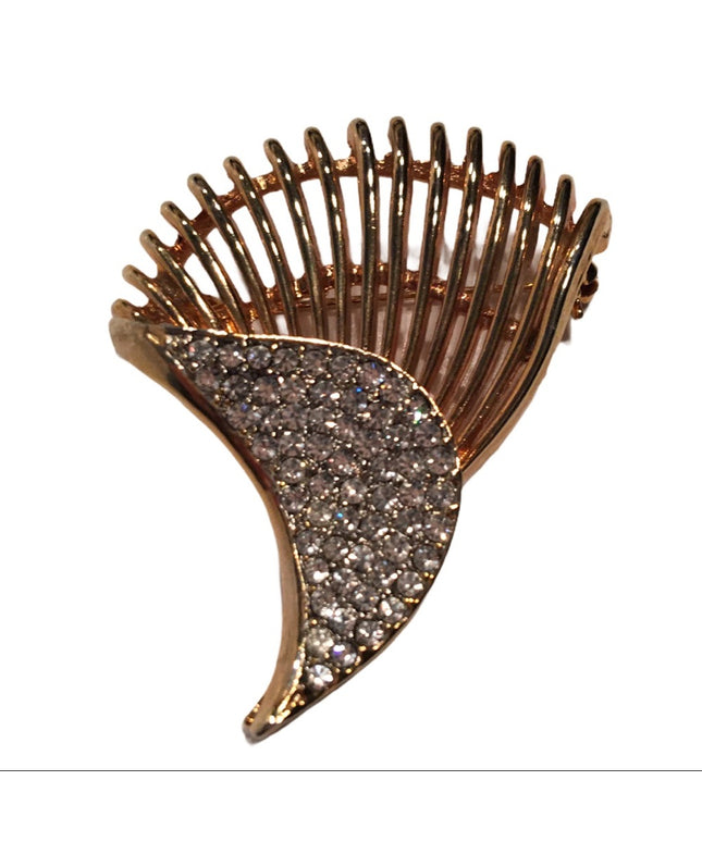 Vintage gold rhinestone brooch flare