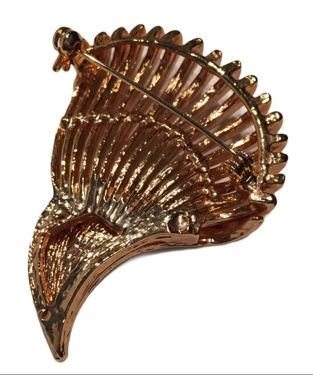 Vintage gold rhinestone brooch flare