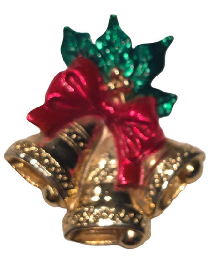 Vintage gold christmas bell brooch