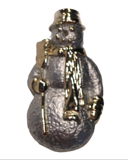 Silver gold  snow man brooch frosty christmas