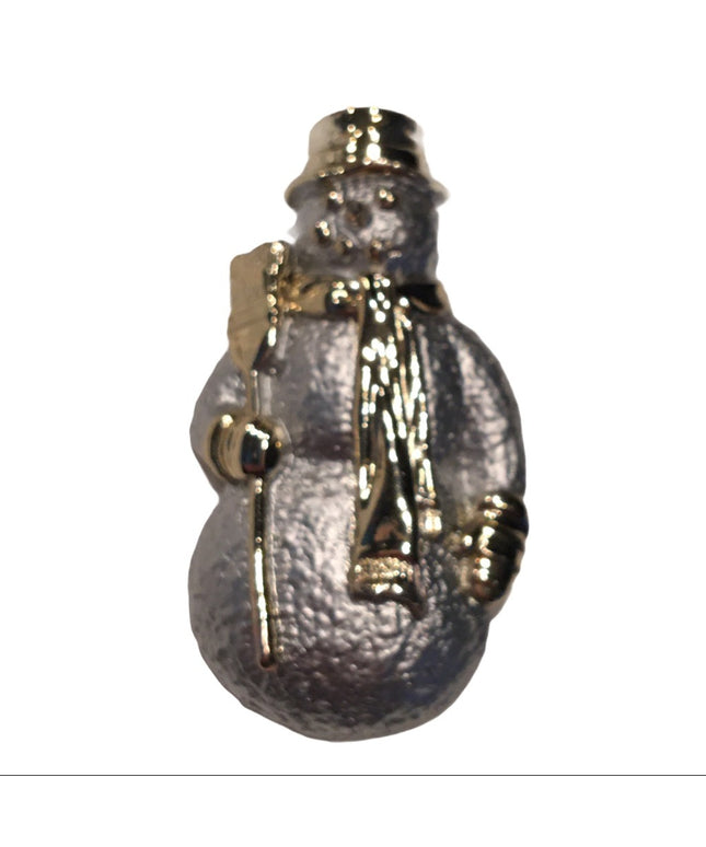 Silver gold  snow man brooch frosty christmas