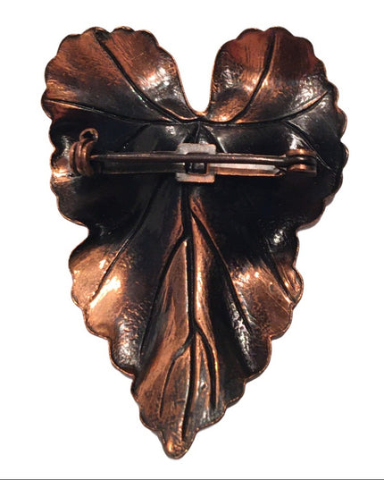 Vintage copper leaf brooch