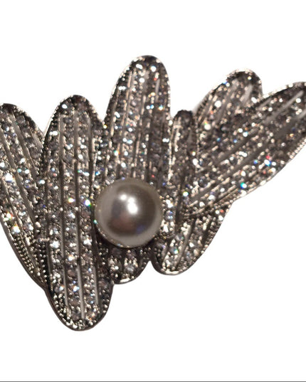 Large Rhinestone faux pearl brooch