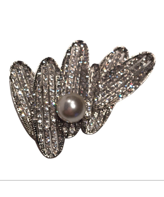 Large Rhinestone faux pearl brooch