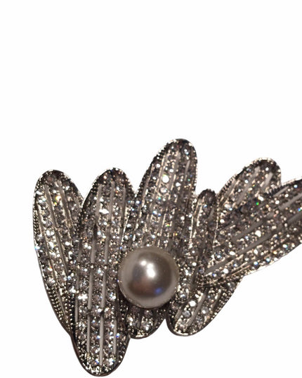 Large Rhinestone faux pearl brooch
