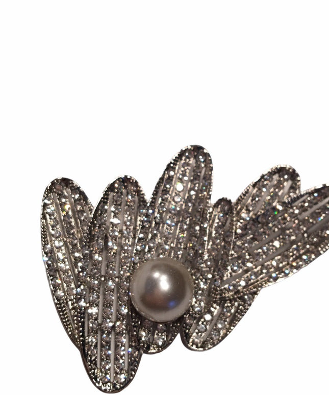 Large Rhinestone faux pearl brooch