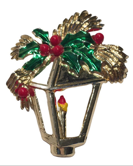 Vintage lantern christmas holiday brooch