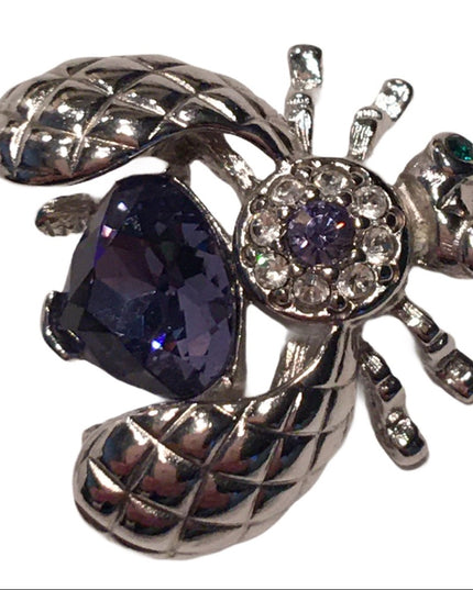 Joan Rivers bug brooch purple crystal