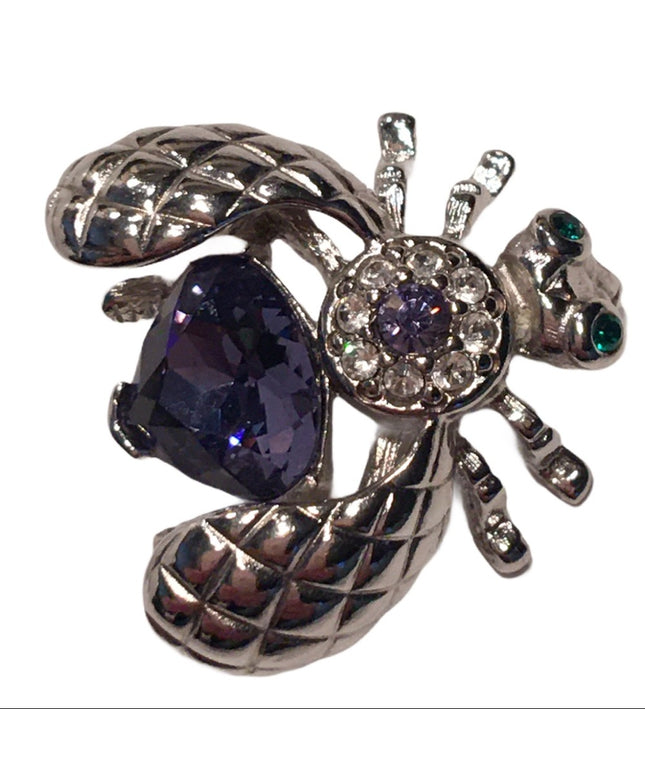 Joan Rivers bug brooch purple crystal