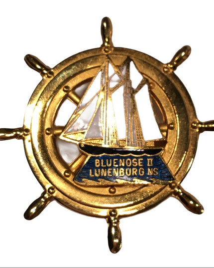 Bluenose Ships wheel nautical brooch