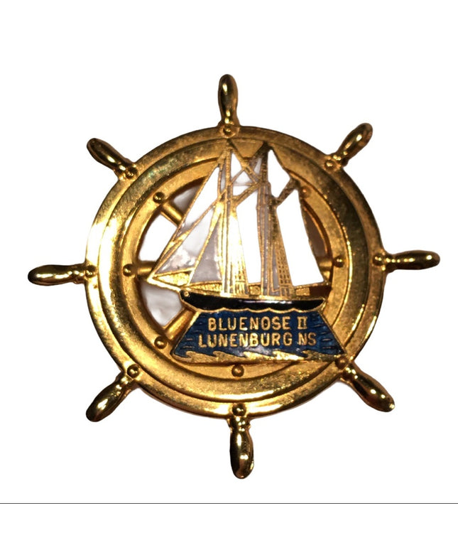 Bluenose Ships wheel nautical brooch