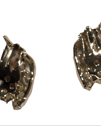 Vintage green crystal clip on earrings